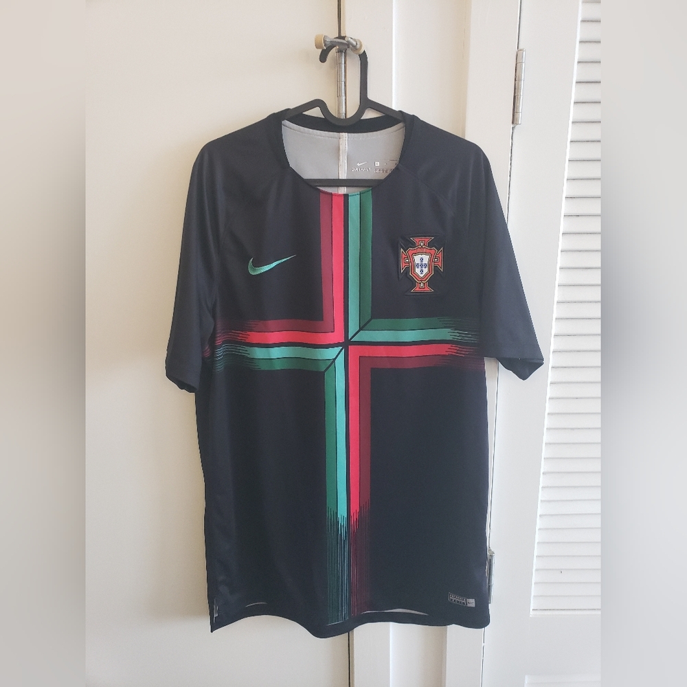 Nike Portugal Ronaldo Black Futbol Soccer Jersey Retro Rare Large